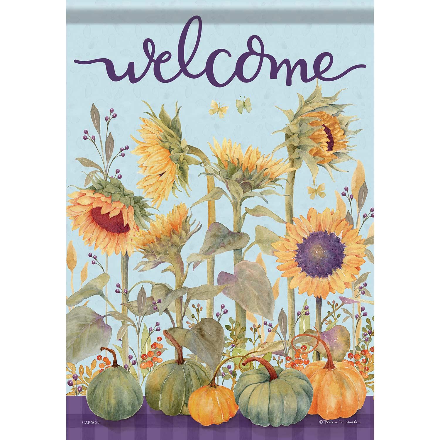 Fall Garden Flag Sunflowers and Pumpkins