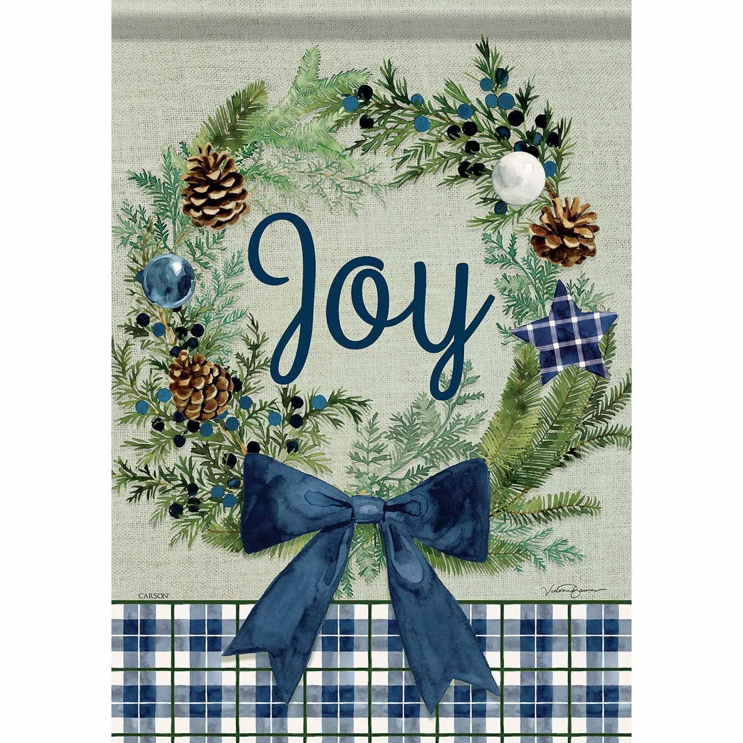 Winter Garden Flag Plaid Joy