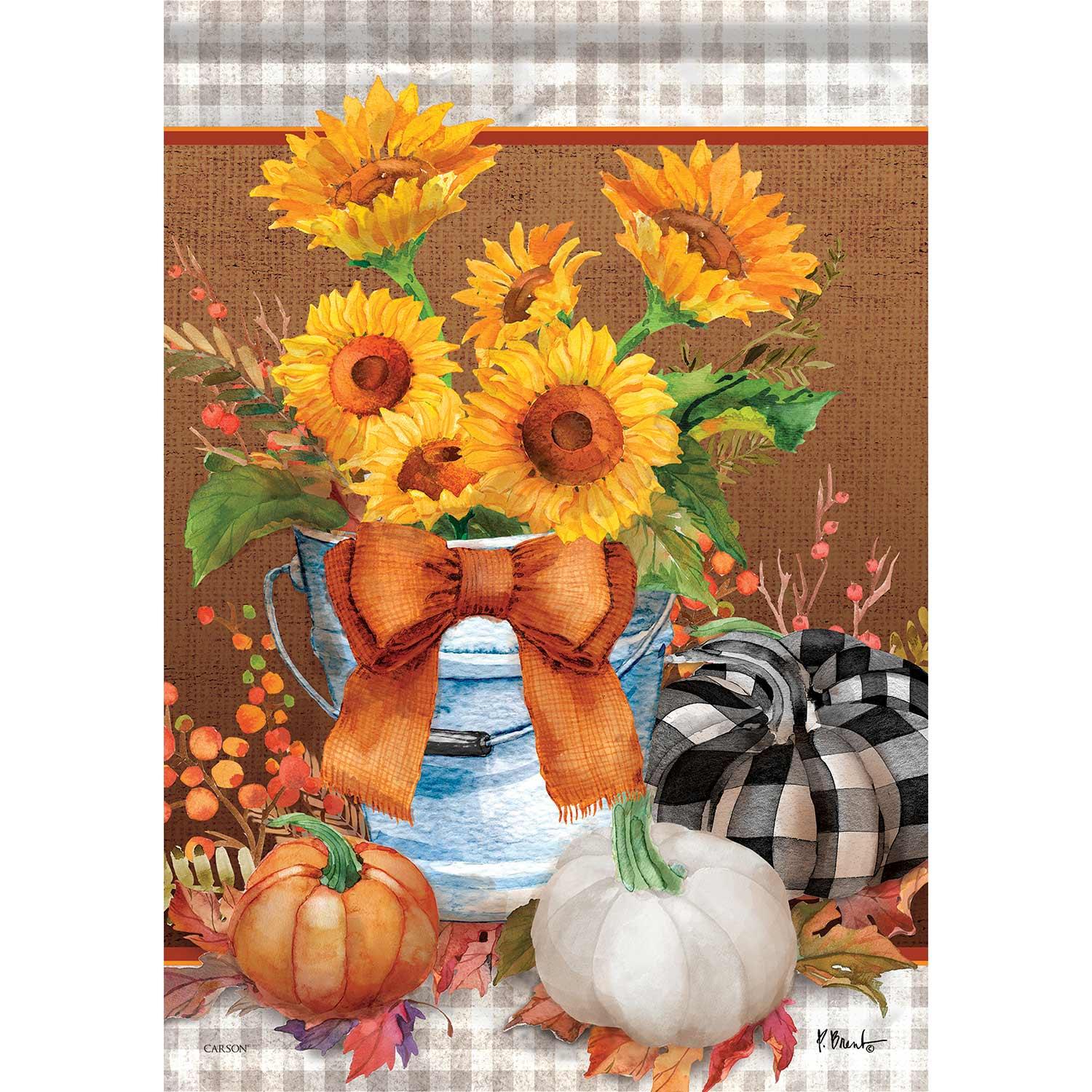 Fall Garden Flag Sunflowers And Gingham