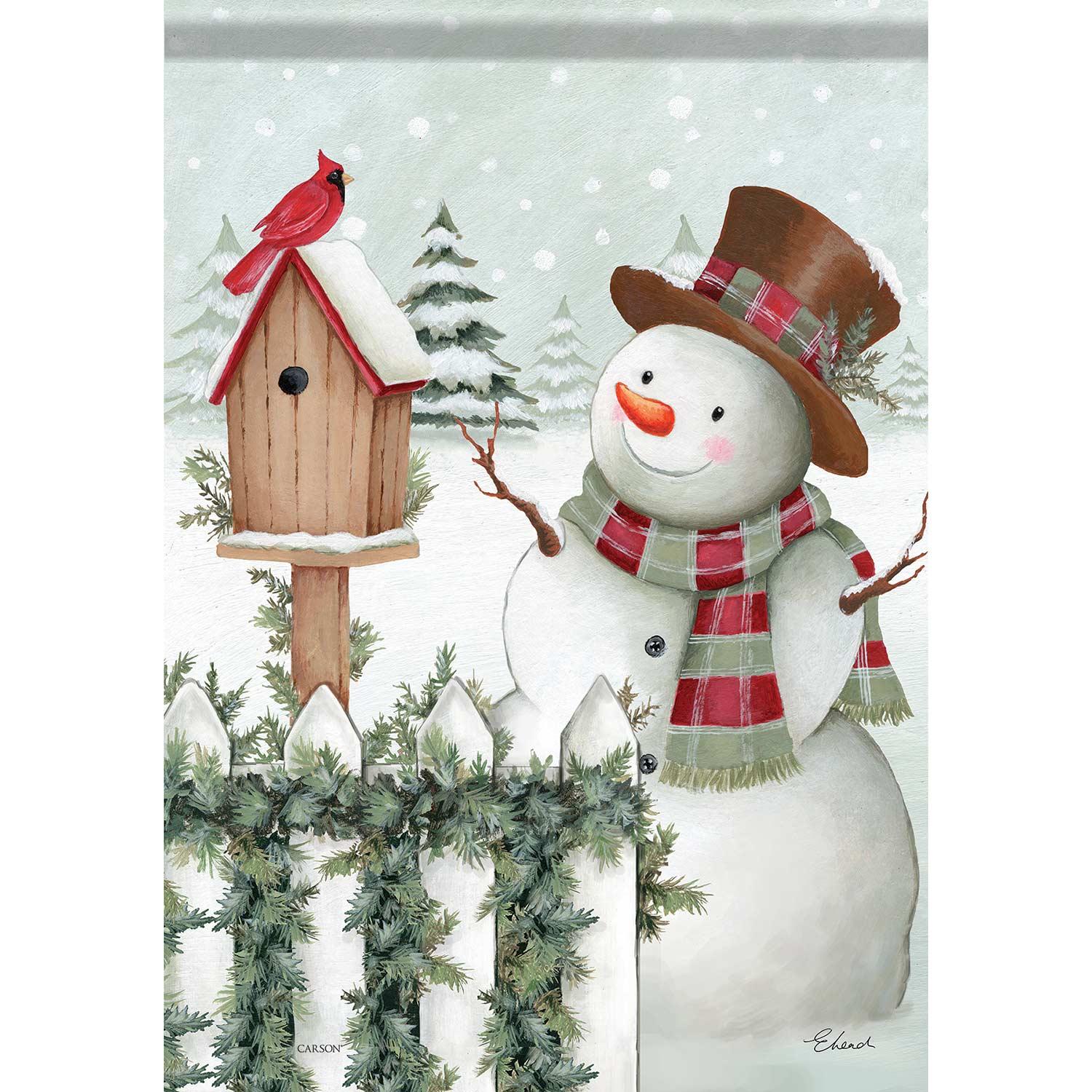 Winter Garden Flag Winter Snowman
