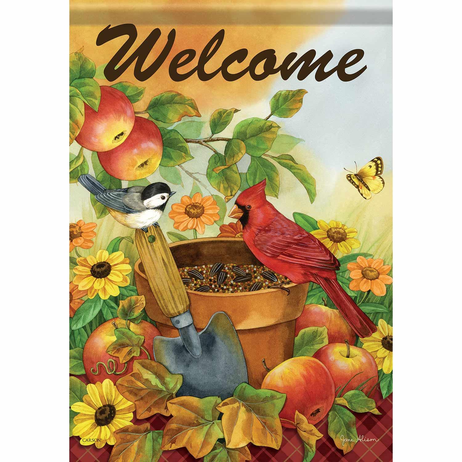 Fall Garden Flag Apples And Ivy