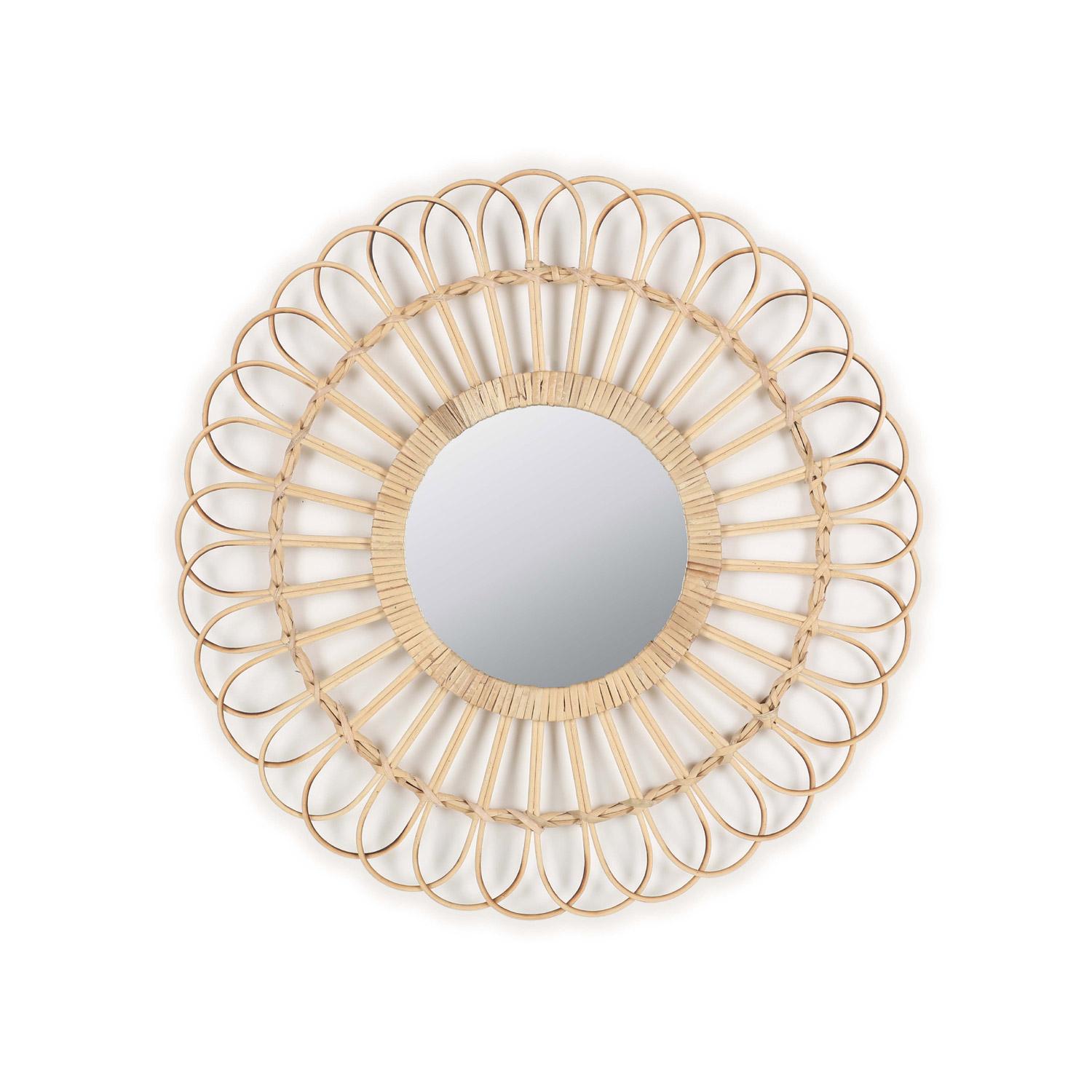 24” Natural Designer Round Wall Mirror