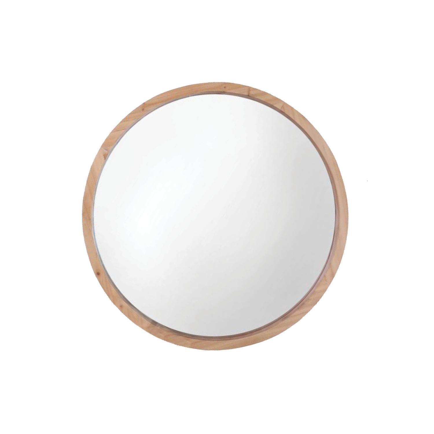 30" Natural Light Wood Round Wall Mirror