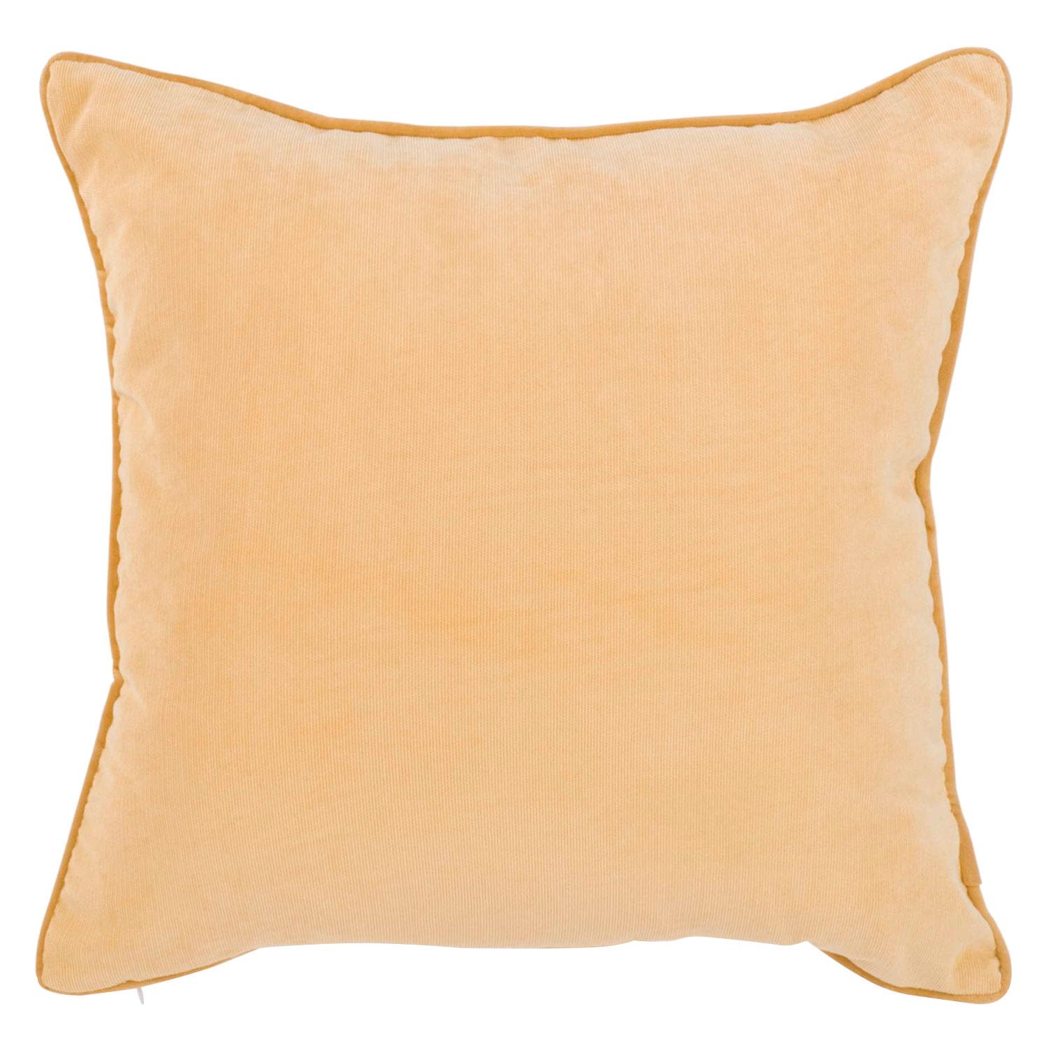 17" x 17" Yellow Cushion With Velvet Trim