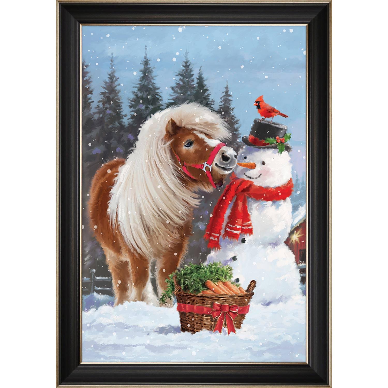 24" x 36" Christmas Framed Pony Snowman