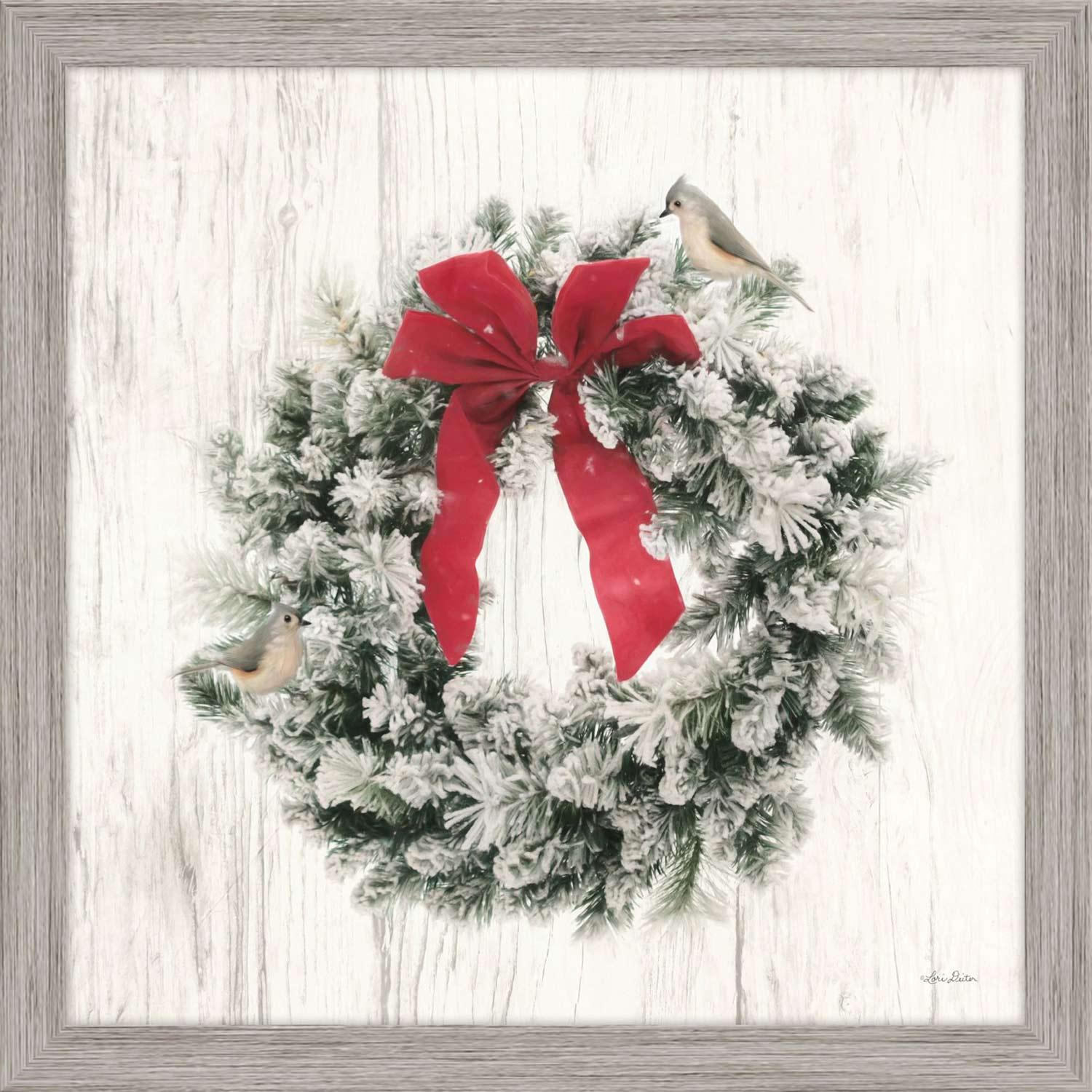 18" x 18" Christmas Framed Red Bow