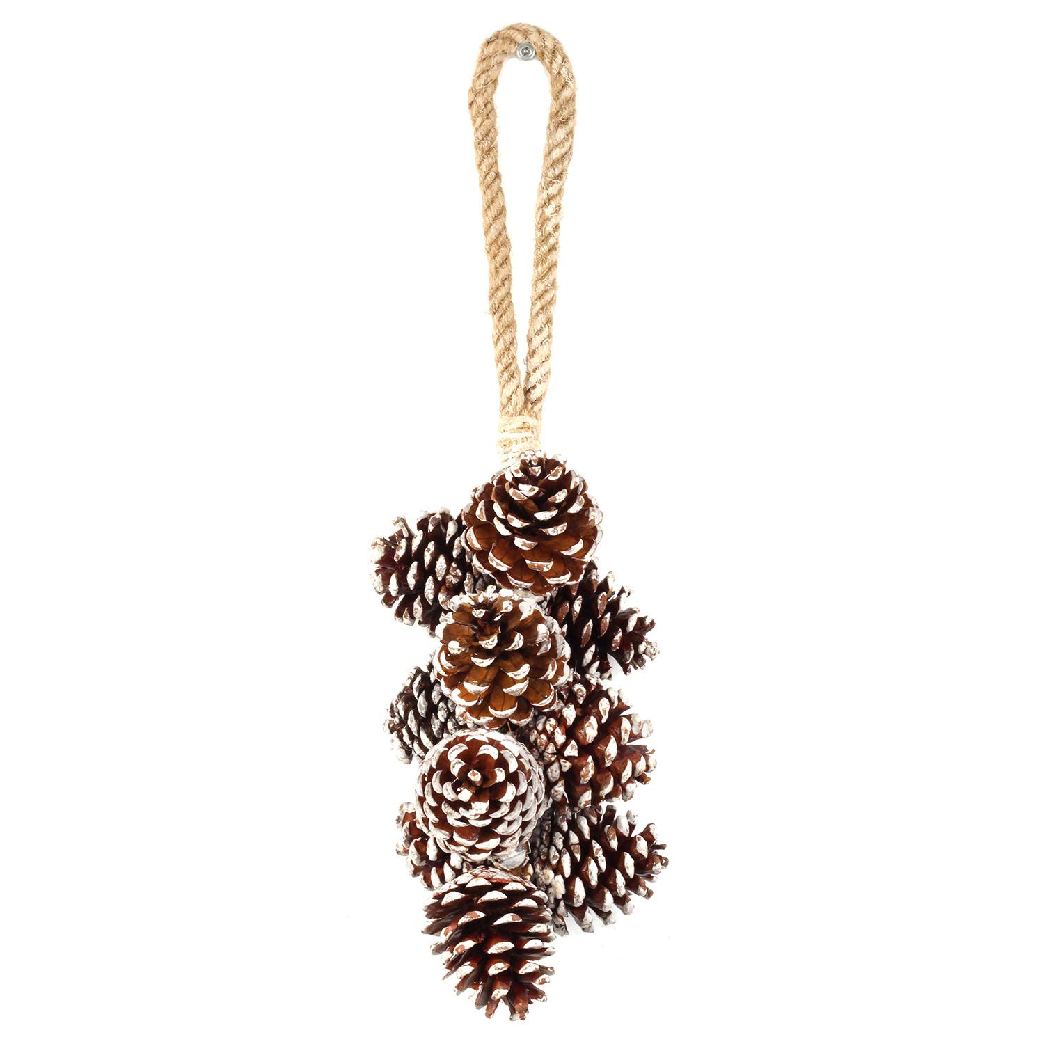 Hanging Bunch Pinecones -White Tip