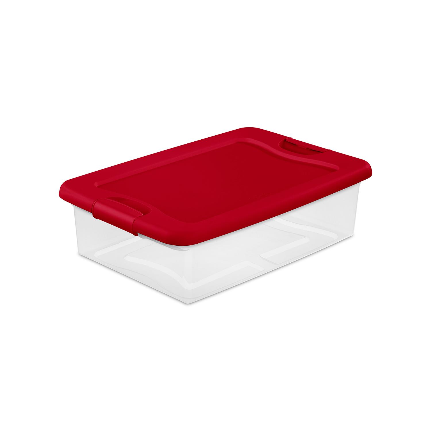 Sterillite 30L Latching Box-Clear/Red