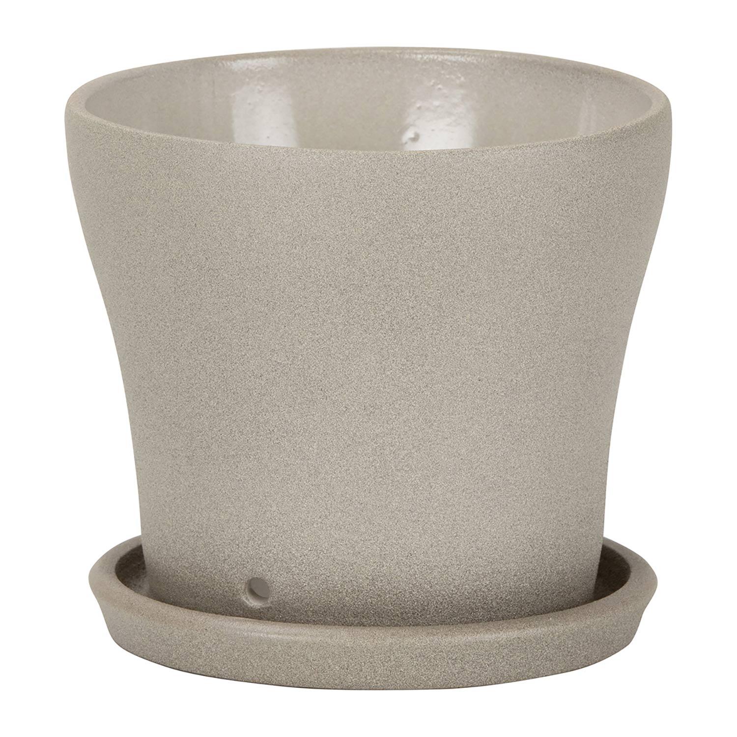 5" Cali Pot and Saucer Set - Sand Stone