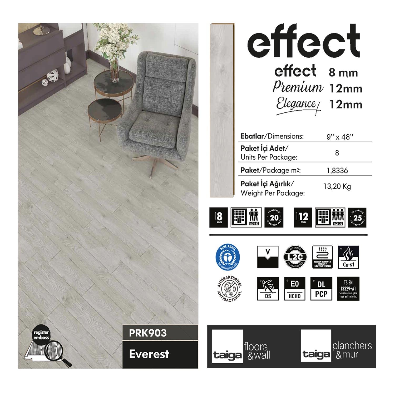 Plancher stratifié premium Everest 12mm 14,59 pi²/boîte