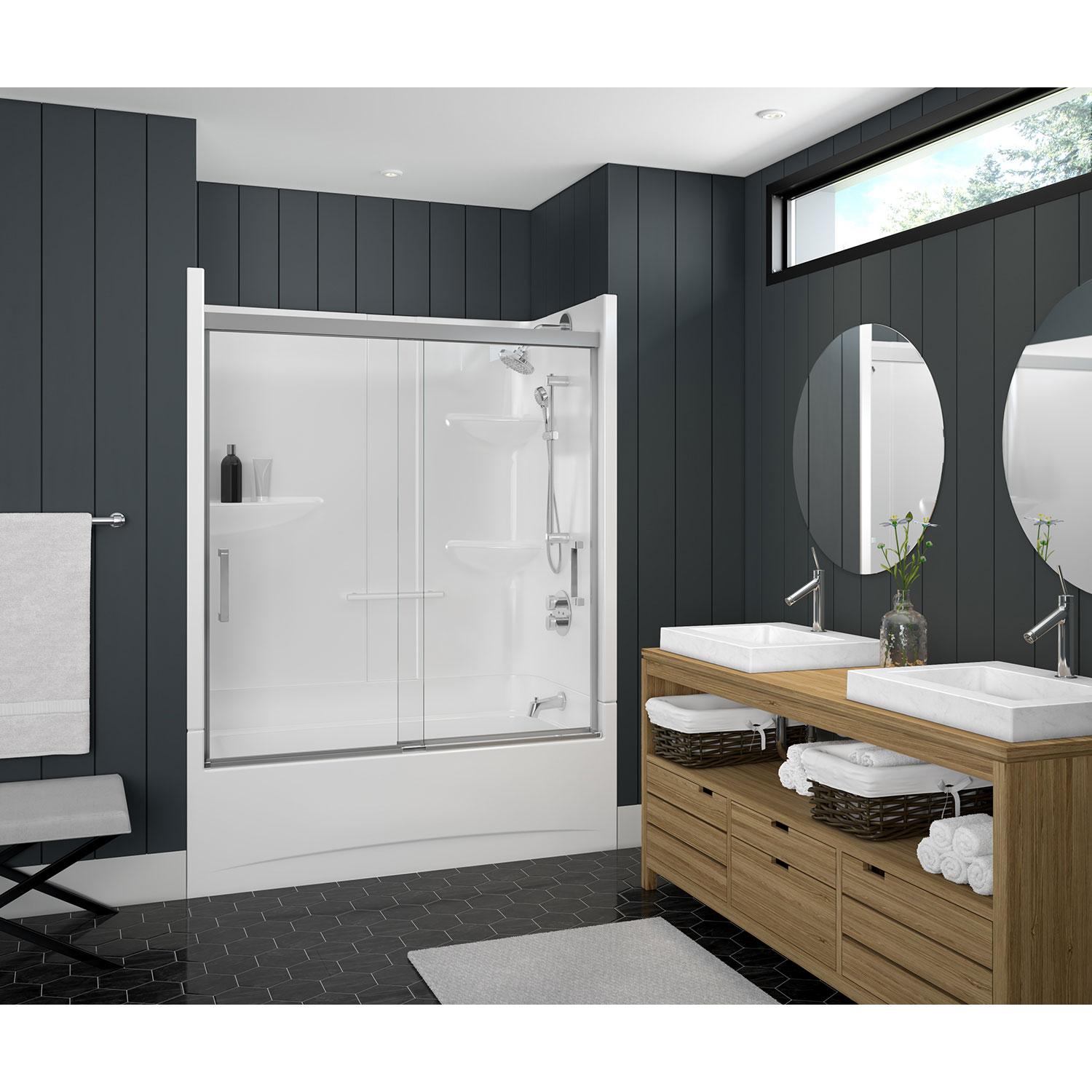 Incognito Tub Door 57 51-54 x 56-3/4" Chrome 8mm