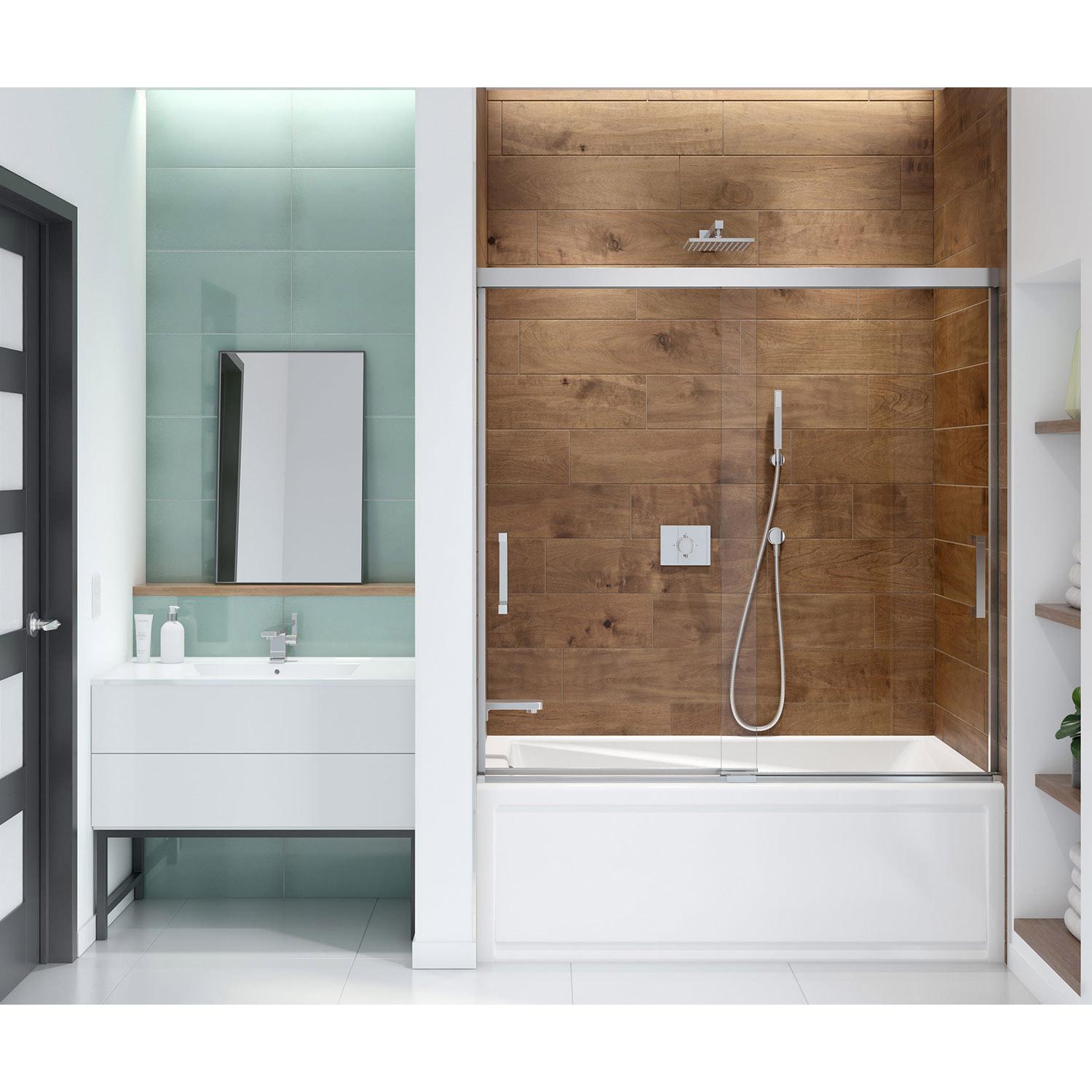 8mm Incognito 56"-59" x 56-3/4" Tub Door 57 Chrome