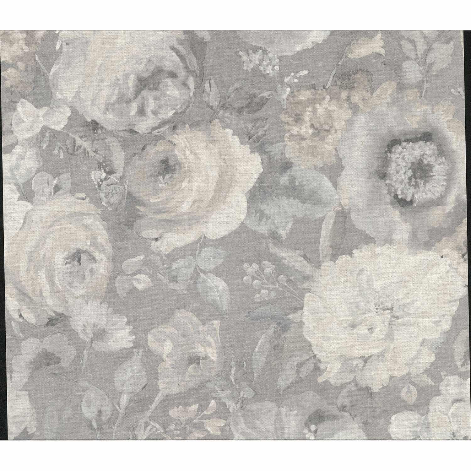 Miranda Grey Painted Florals Wallpaper