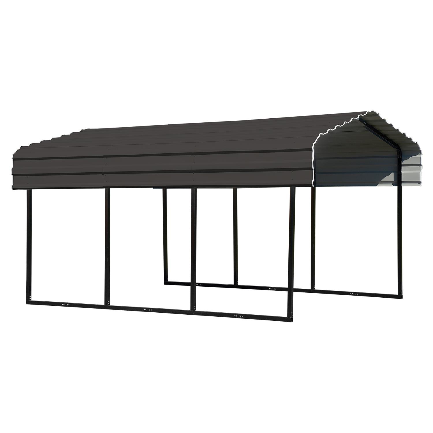 Galvanized Steel Carport 10'x15'x7'-Black/Charcoal