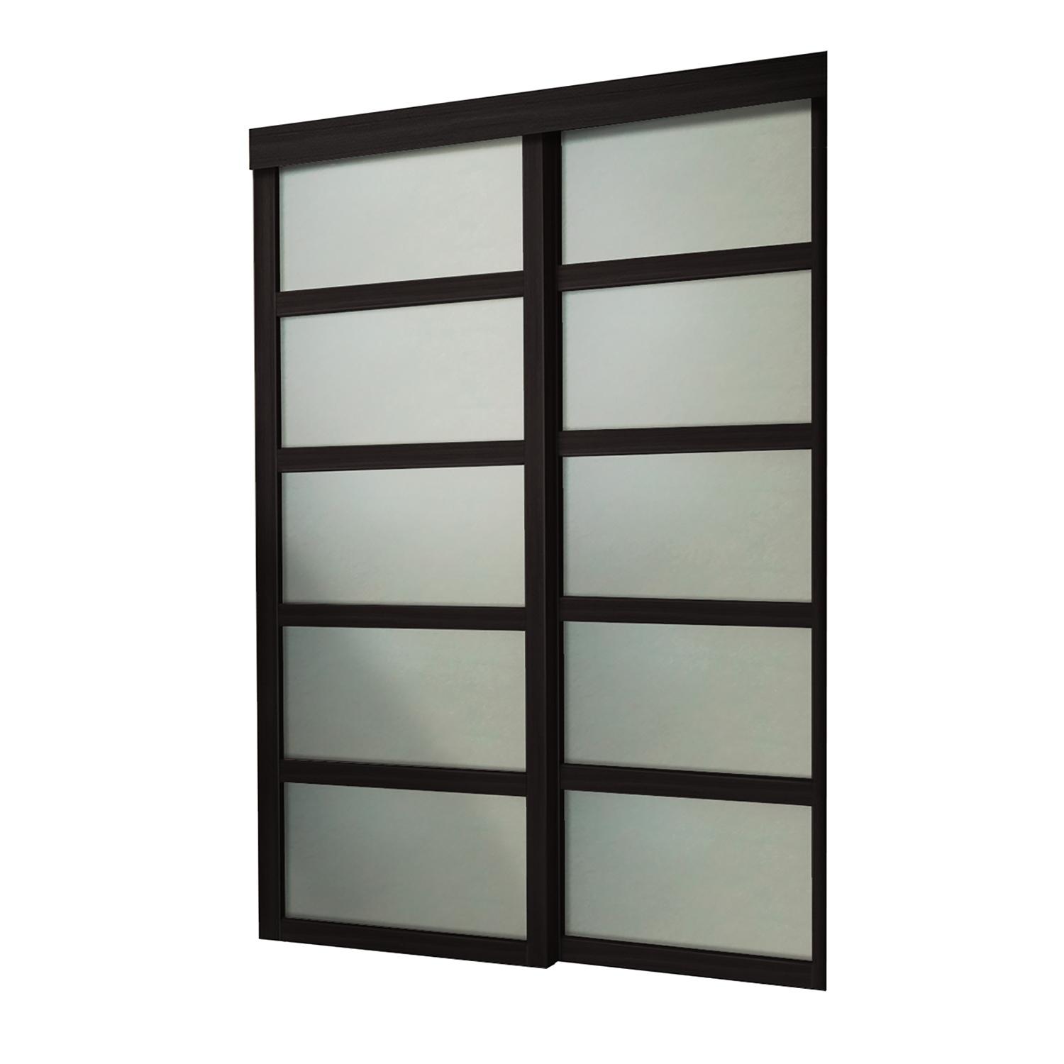 Sliding Bali Frosted Laminated Black Frame 48'' x 80-1/2''