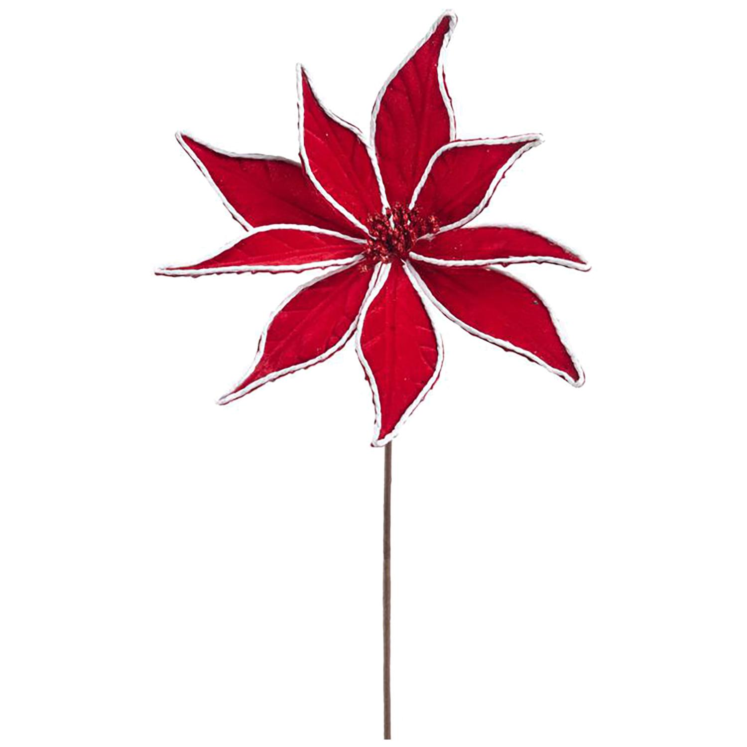 19.7" Poinsettia Red and White Pick