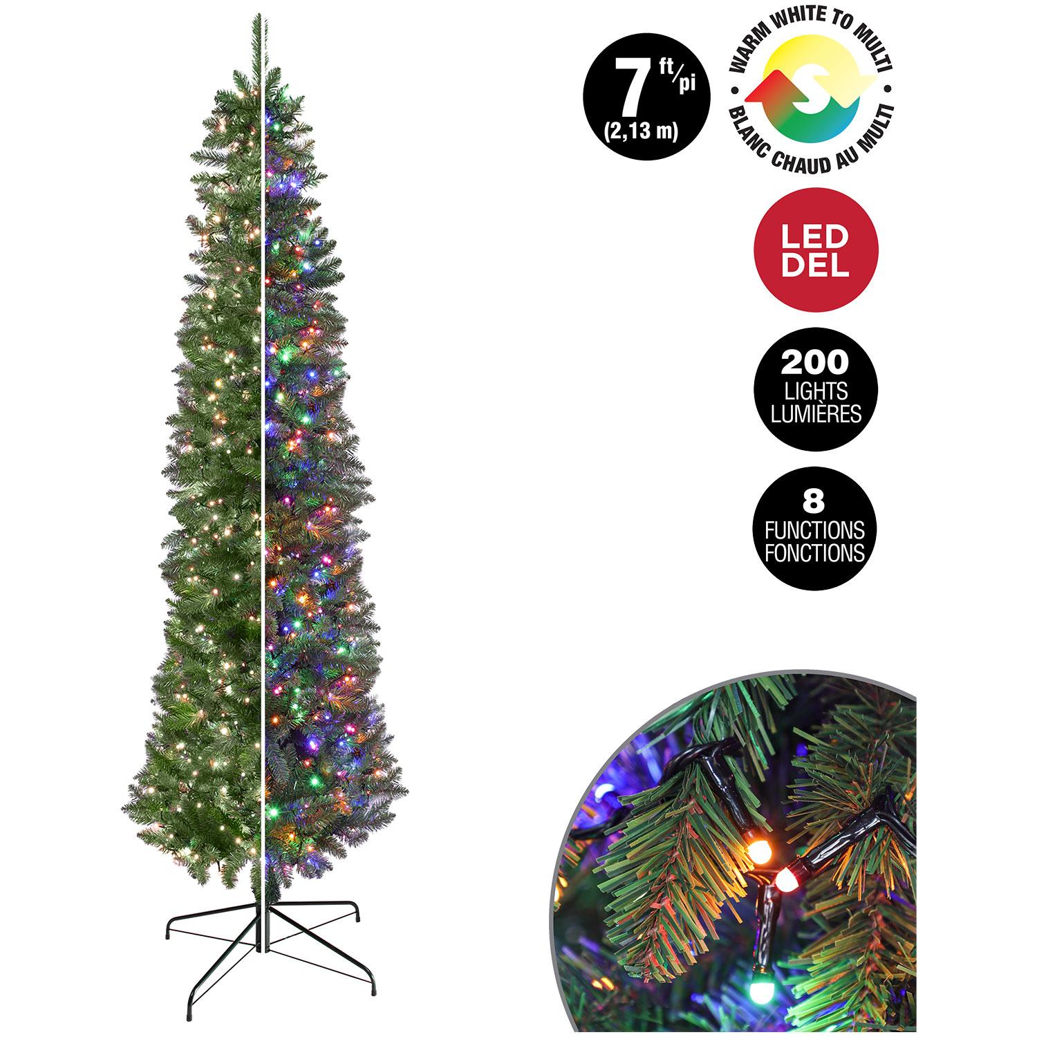Pencil Pine Tree with 200 Dual LEDs 7'
