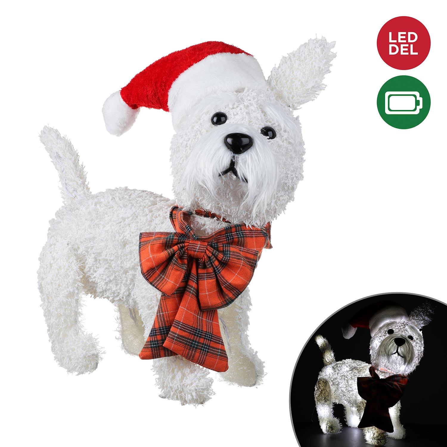 Dog with Bow and Santa Hat 18"