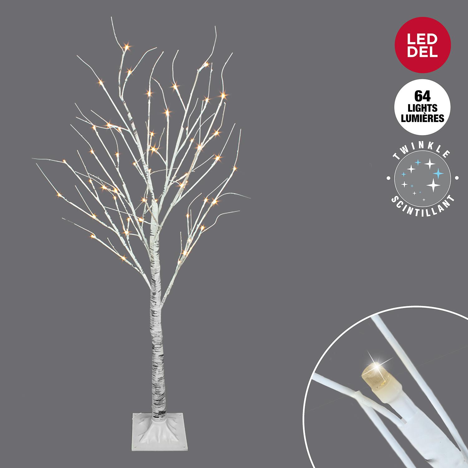 Twinkle Birch Tree with 64 LED Warm White 4'