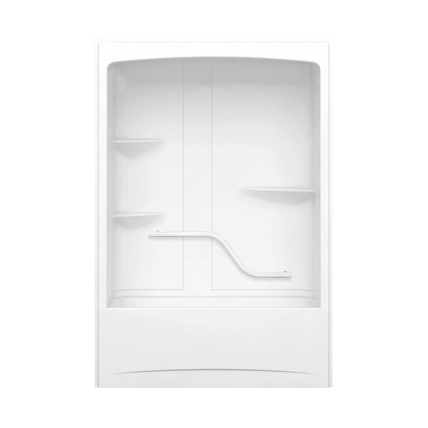 Camelia 3 Piece Shower with Curved Grab Bar - White