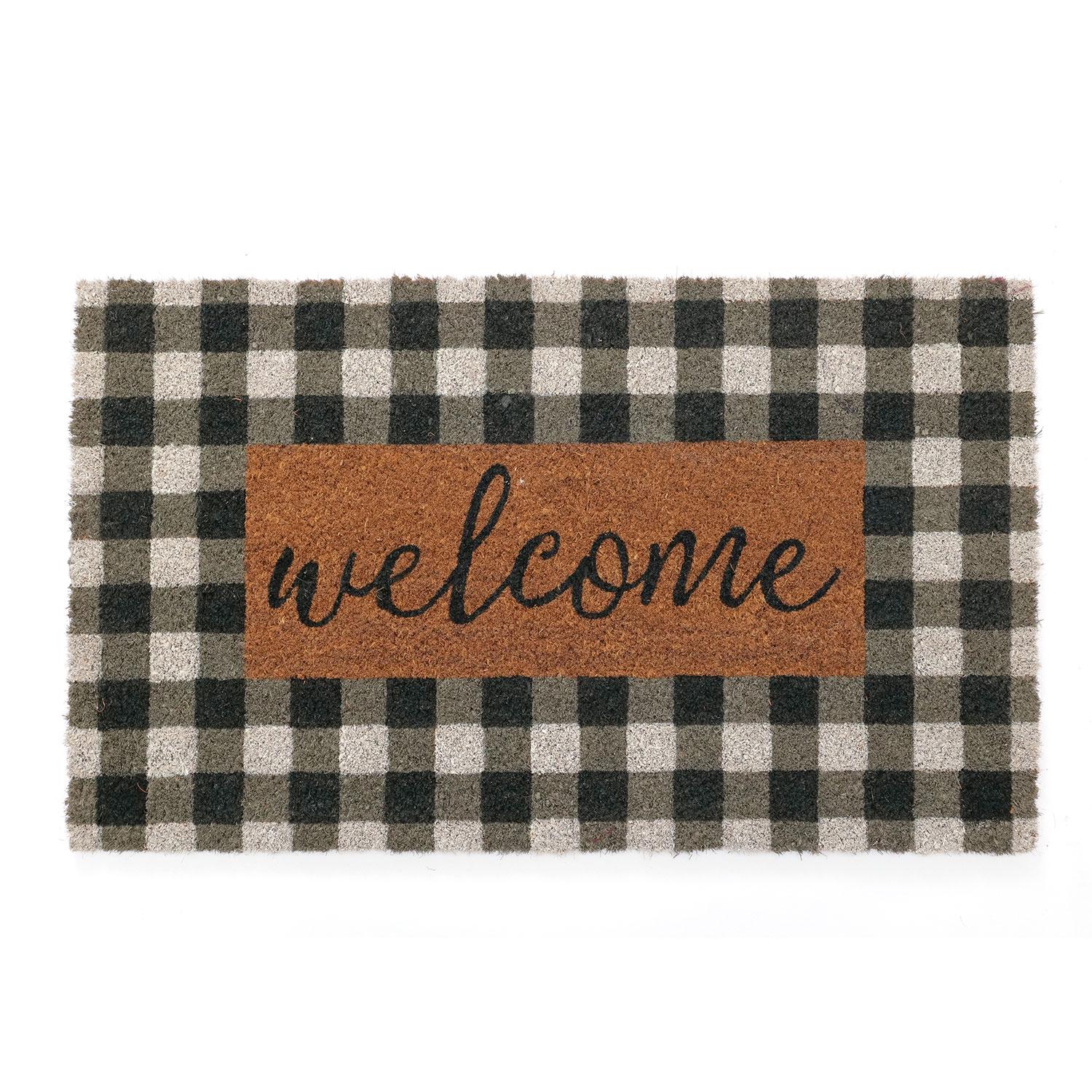 Welcome Plaid 18" x 30" Coir Mat