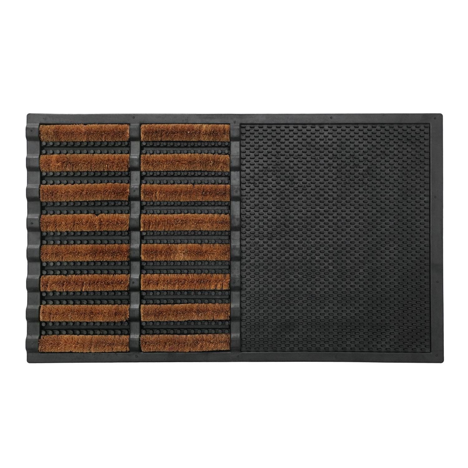 Rubber Tray With Half Coir Wire Brush 18" x 30" Utility Mat