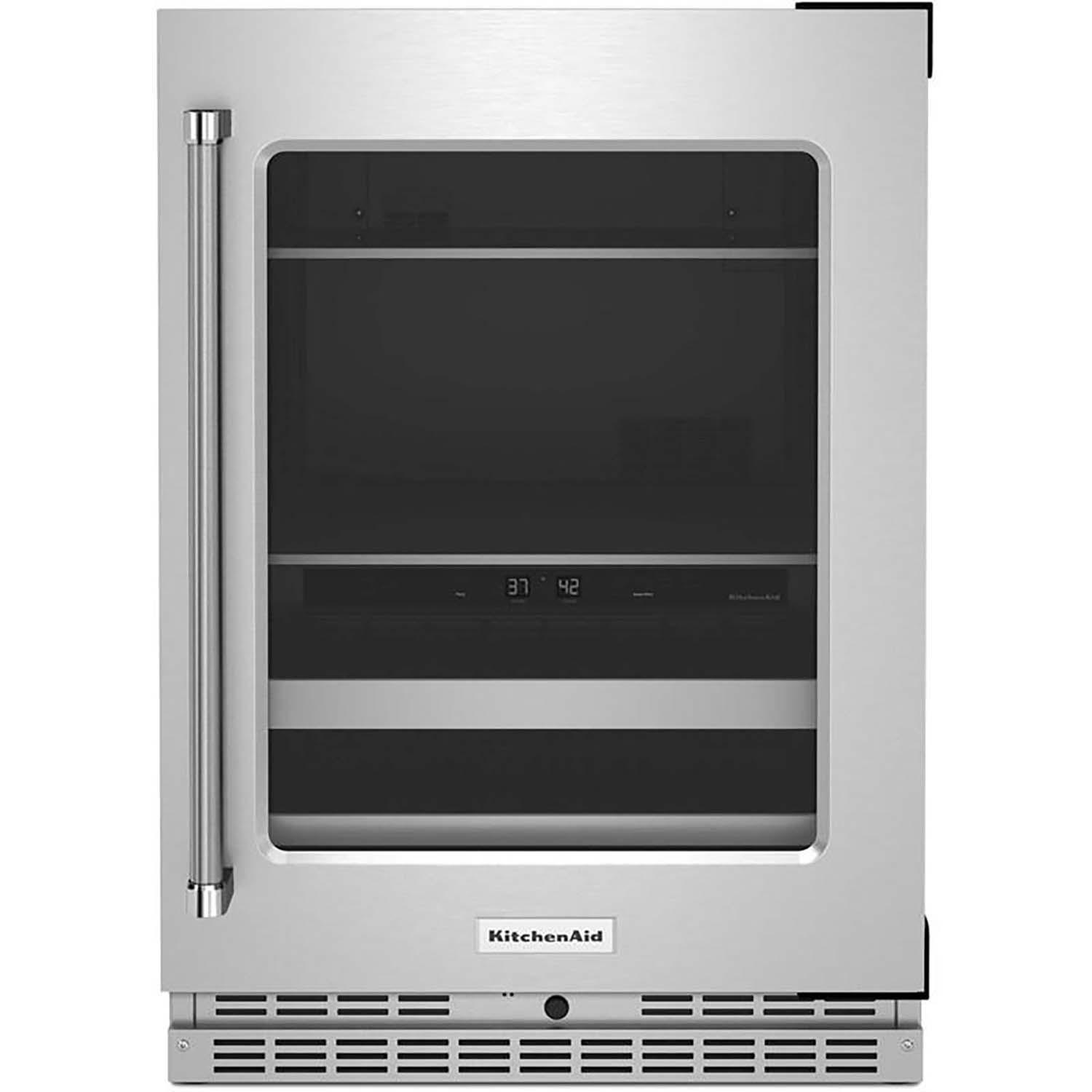 24" Beverage Center with Glass Door and Metal-Front Racks