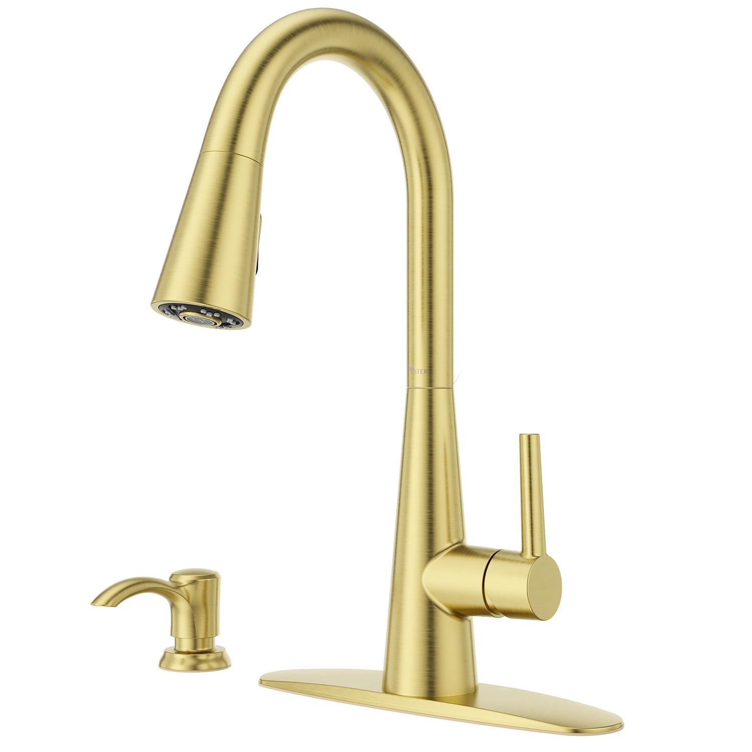 Barulli 1 Handle Pull Down Kitchen Faucet- Brushed Gold