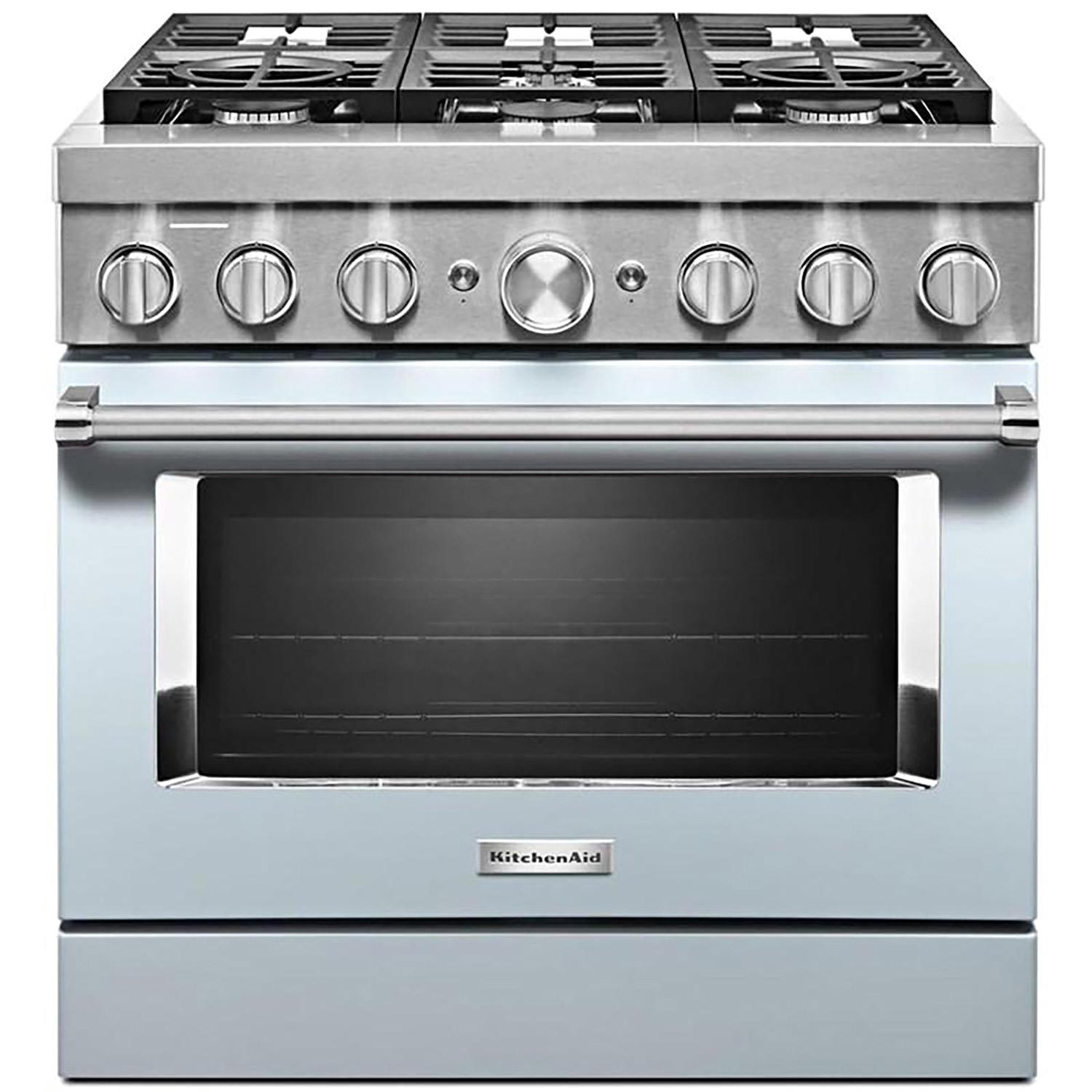 36" Dual Fuel Range with Even-Heat™ True Convection Blue