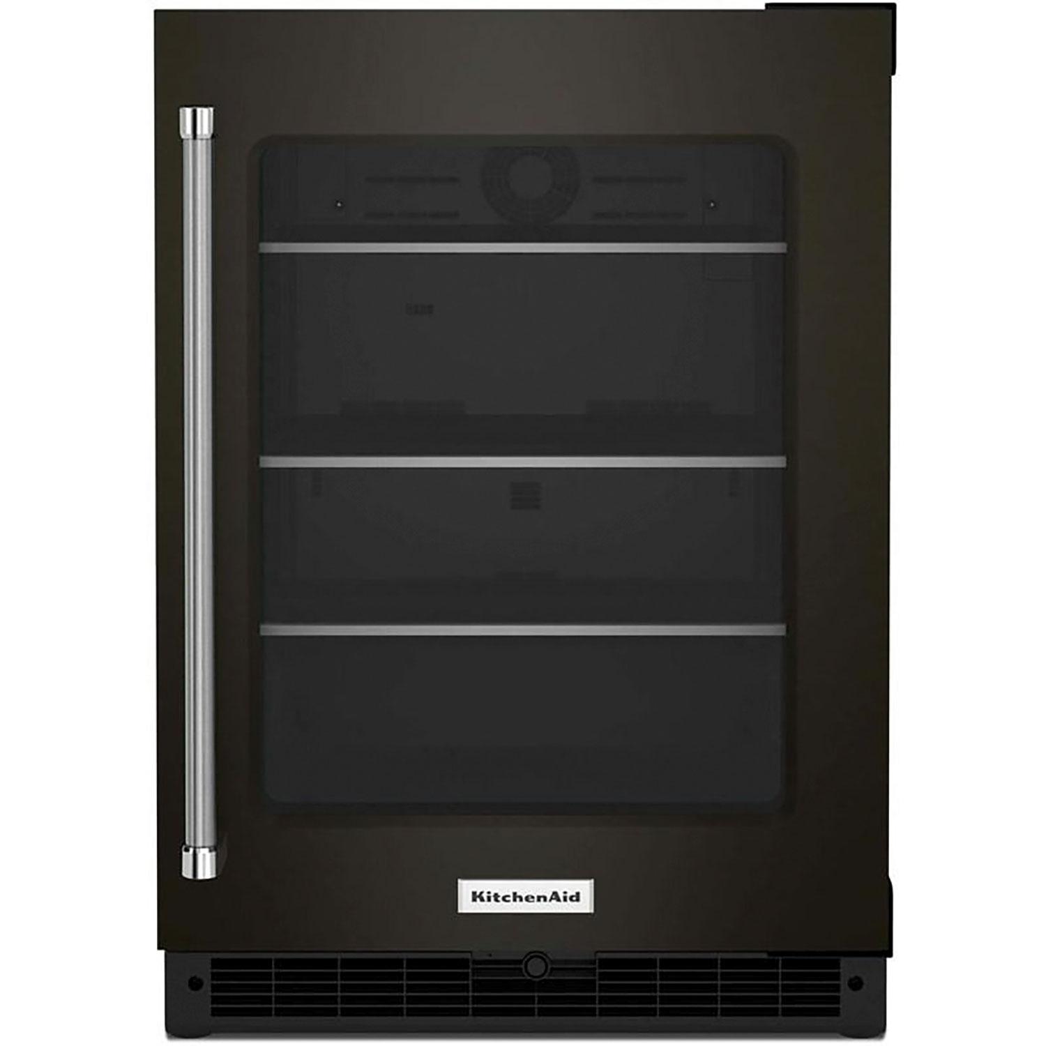 24" Undercounter Refrigerator Glass Door & Shelves Black SS