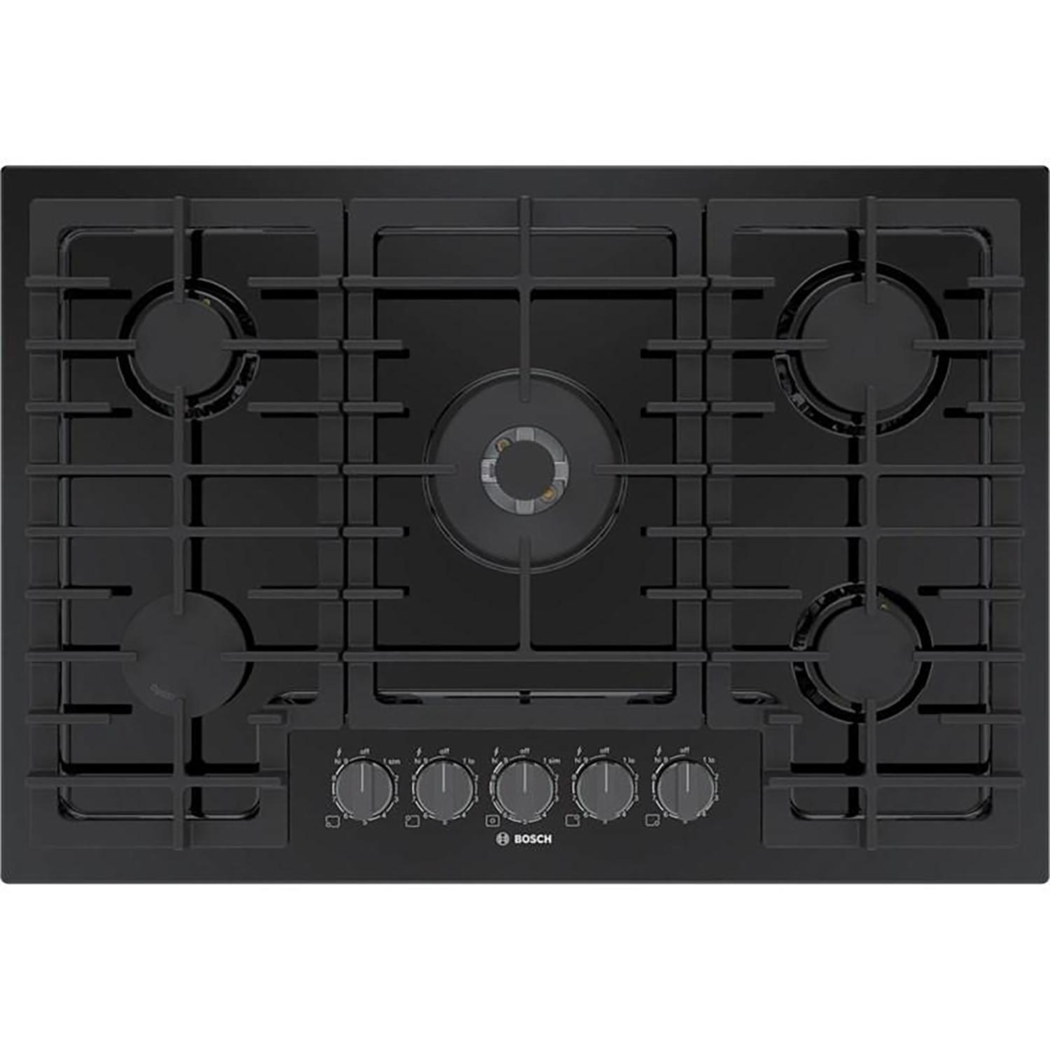 30" Gas Cooktop, 5 Burner, Black Stainless Steel