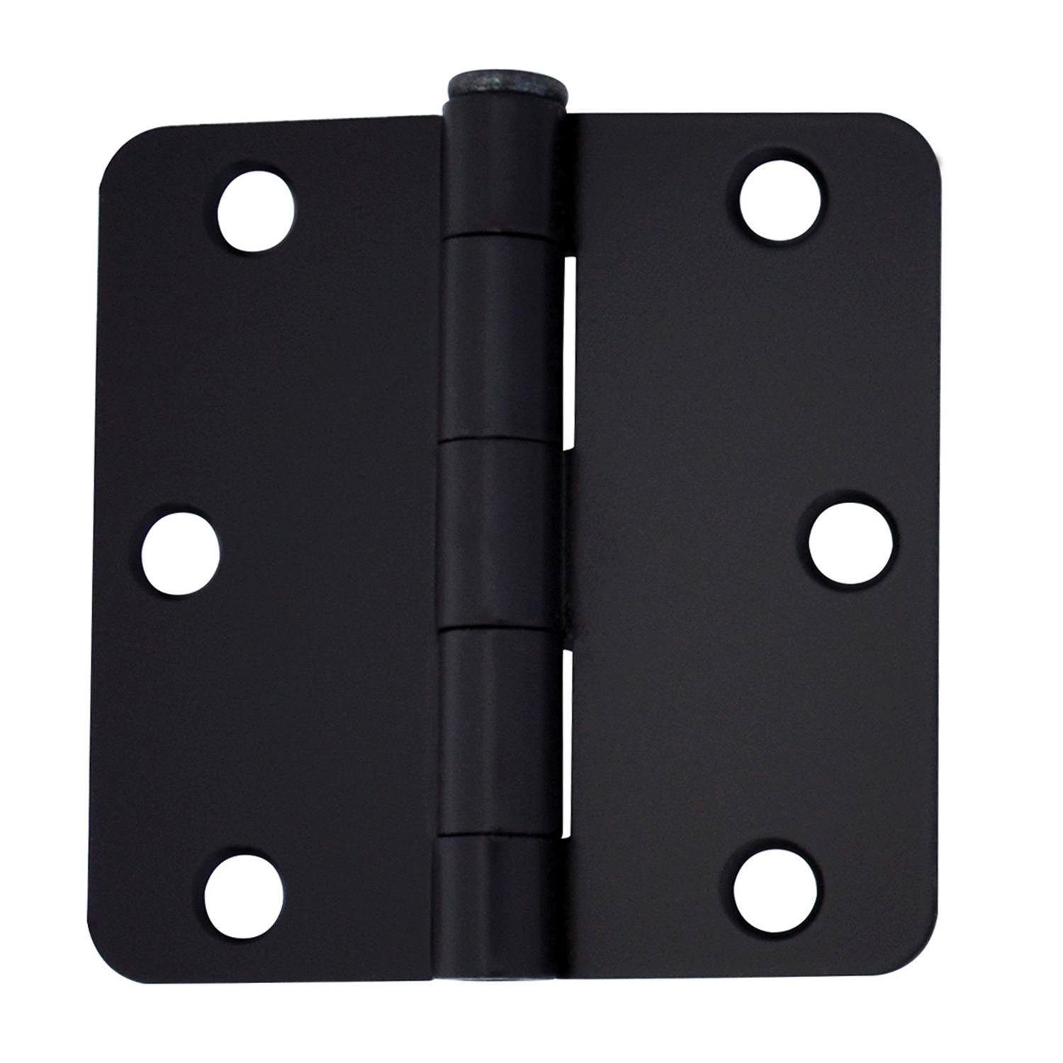 3" 1/4 Round Black Door Hinge - Contractor 12 Pack