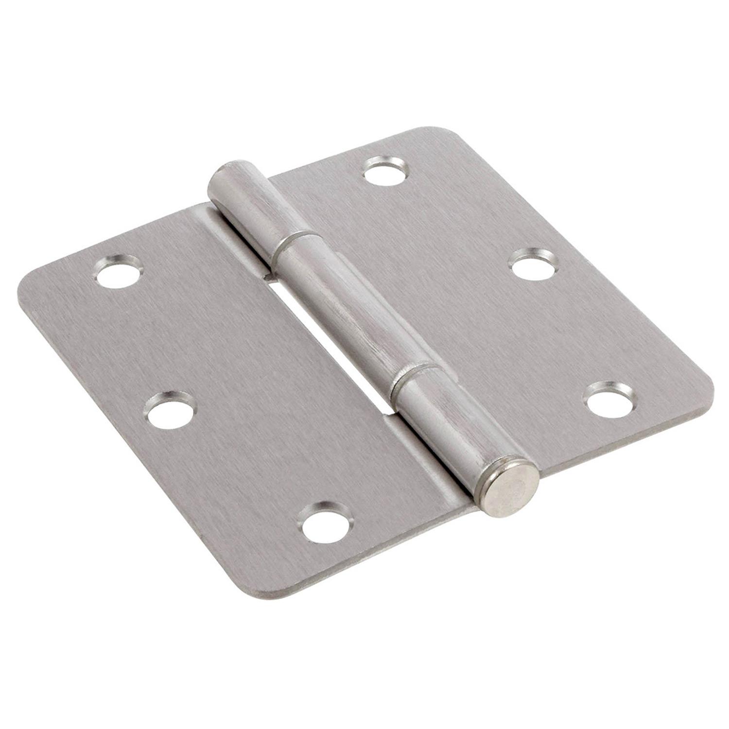 3" 1/4 Round Satin Nickel Squeak Proof Door Hinge