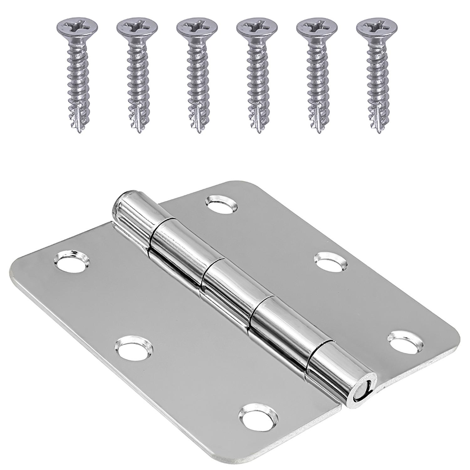 3.5" 1/4 Round Polished Chrome Door Hinge