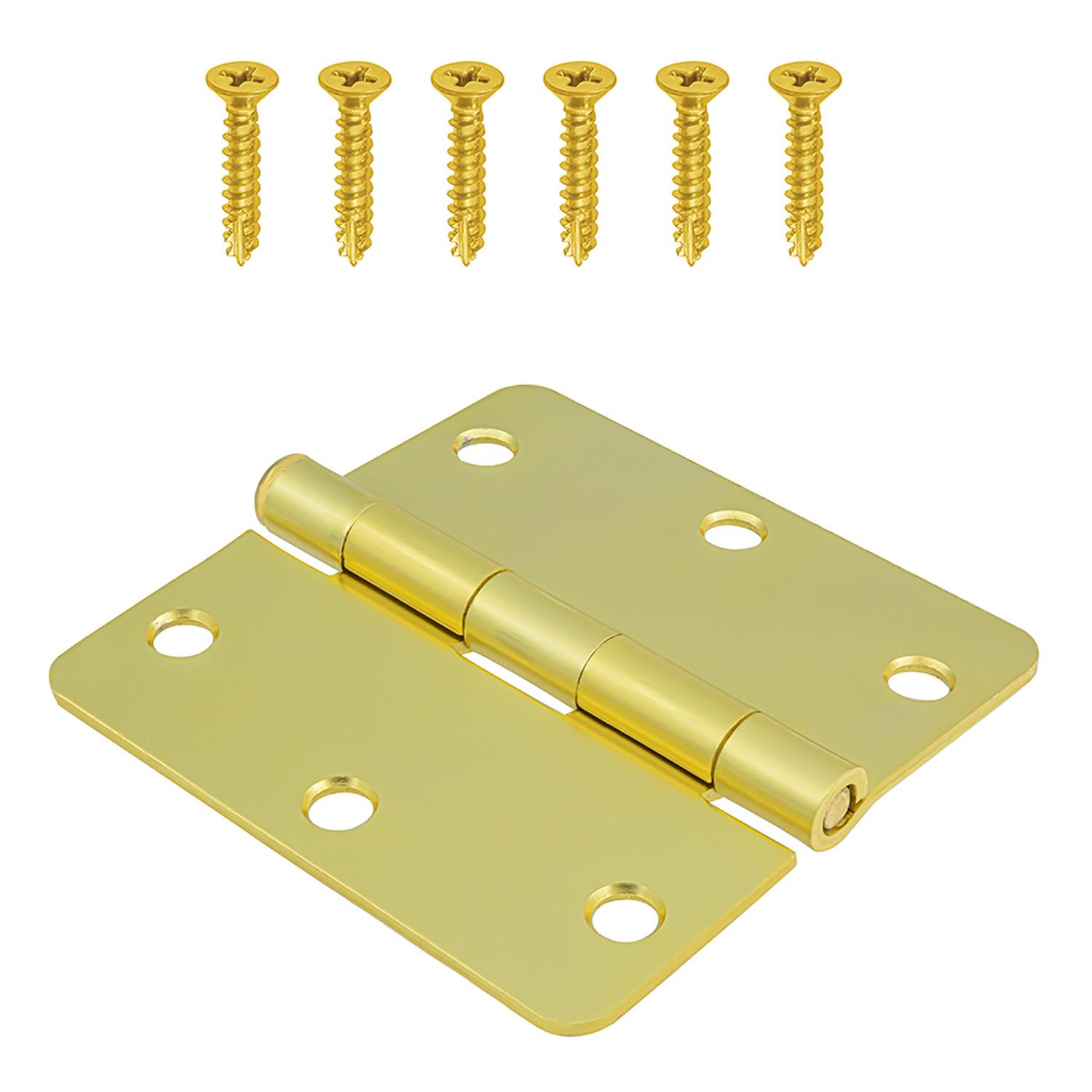 3.5" 1/4 Round Satin Brass Door Hinge