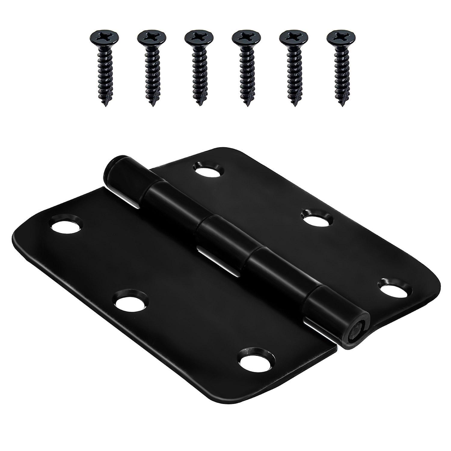 3.5" 1/4 Round Black Door Hinge - Contractor 12 Pack