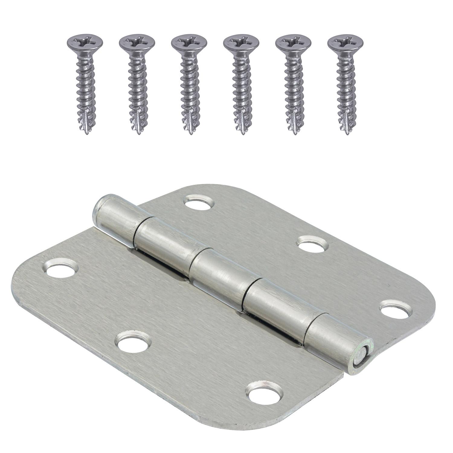 3.5" 5/8 Round Satin Nickel Door Hinge