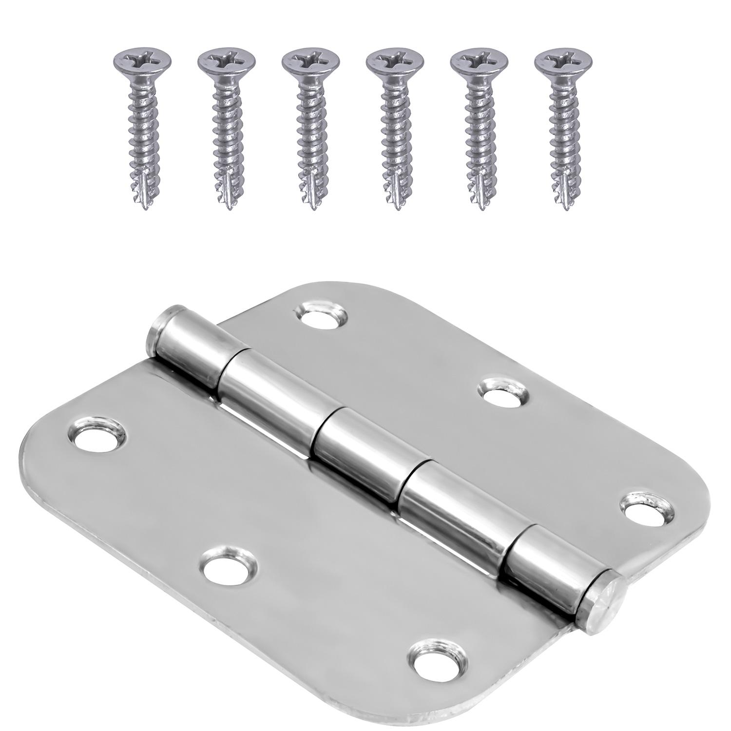 3.5" 5/8 Round Polished Chrome Door Hinge