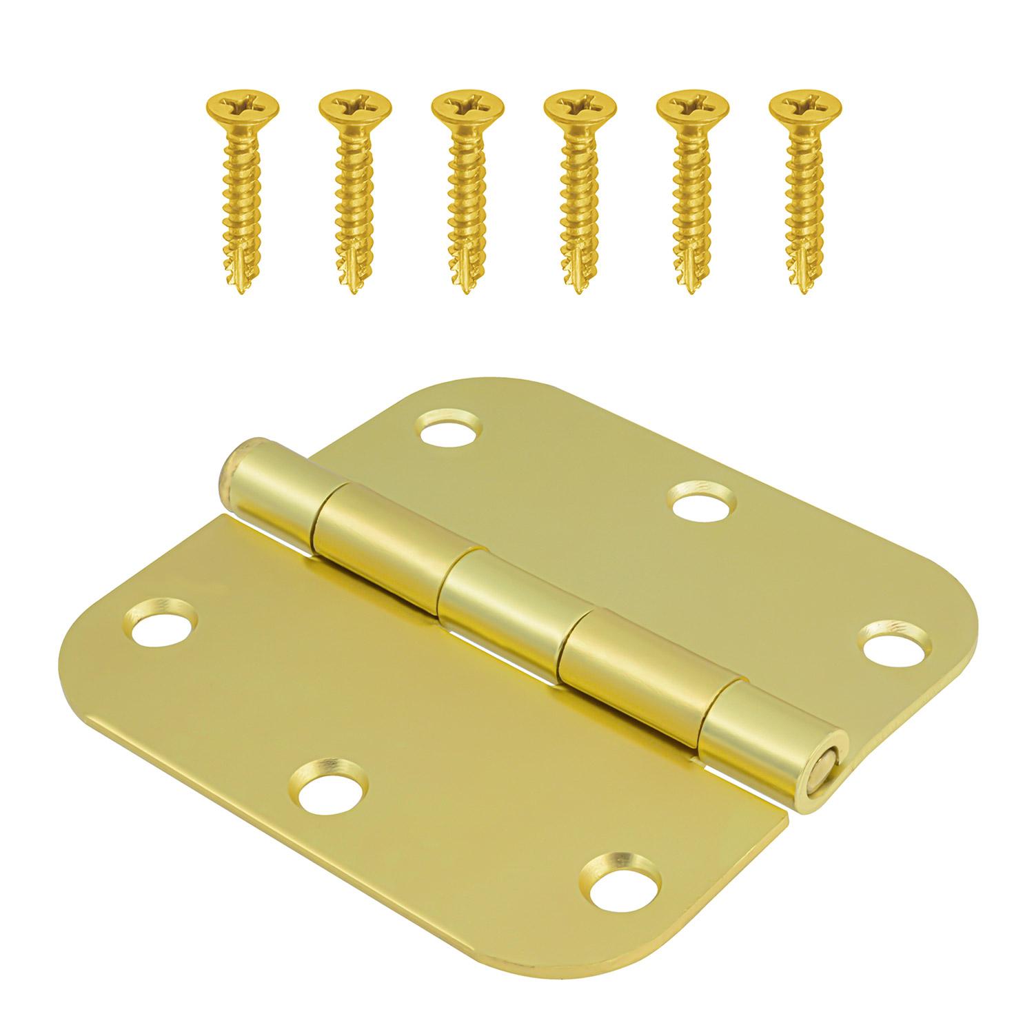 3.5" 5/8 Round Satin Brass Door Hinge