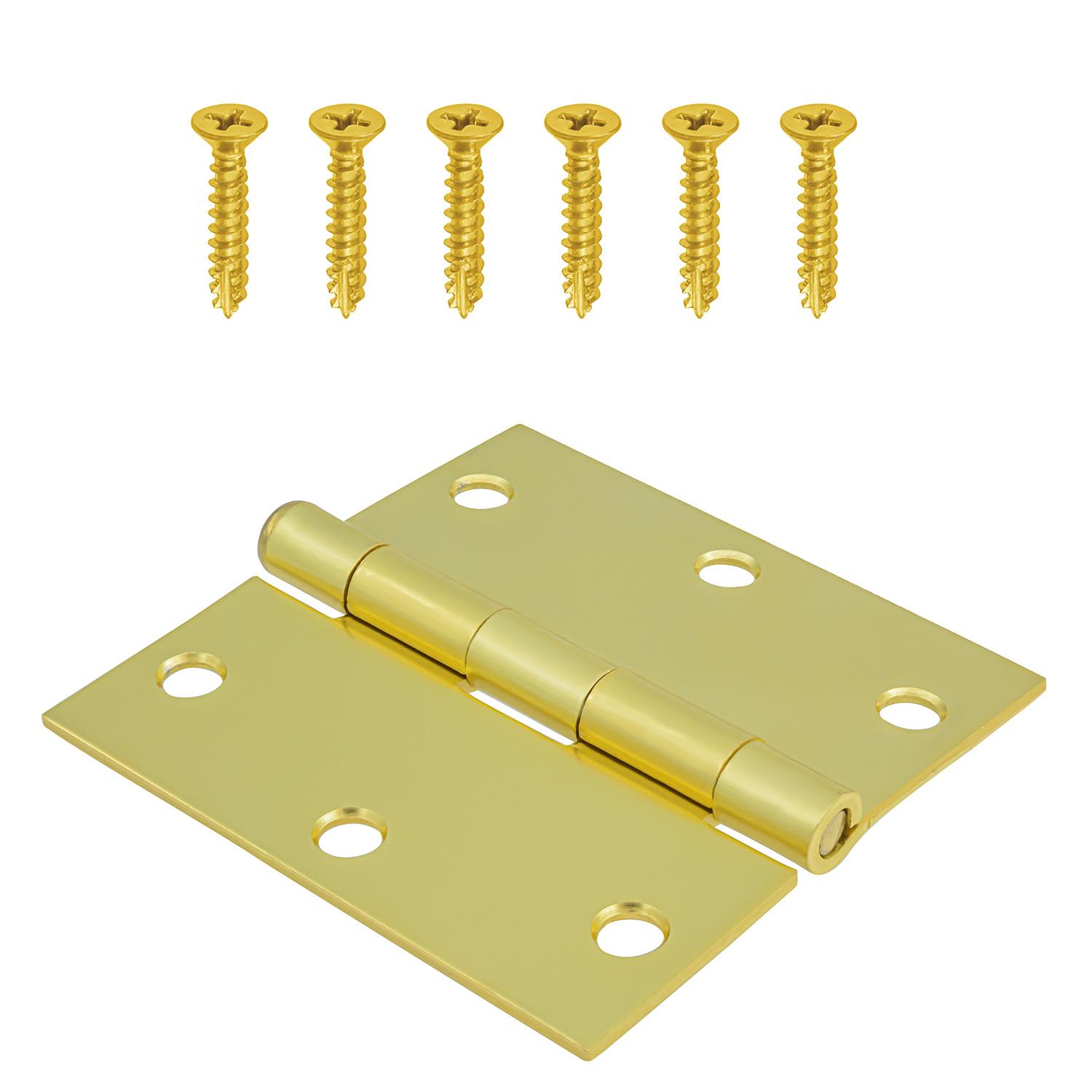 3.5" Square Satin Brass Door Hinge