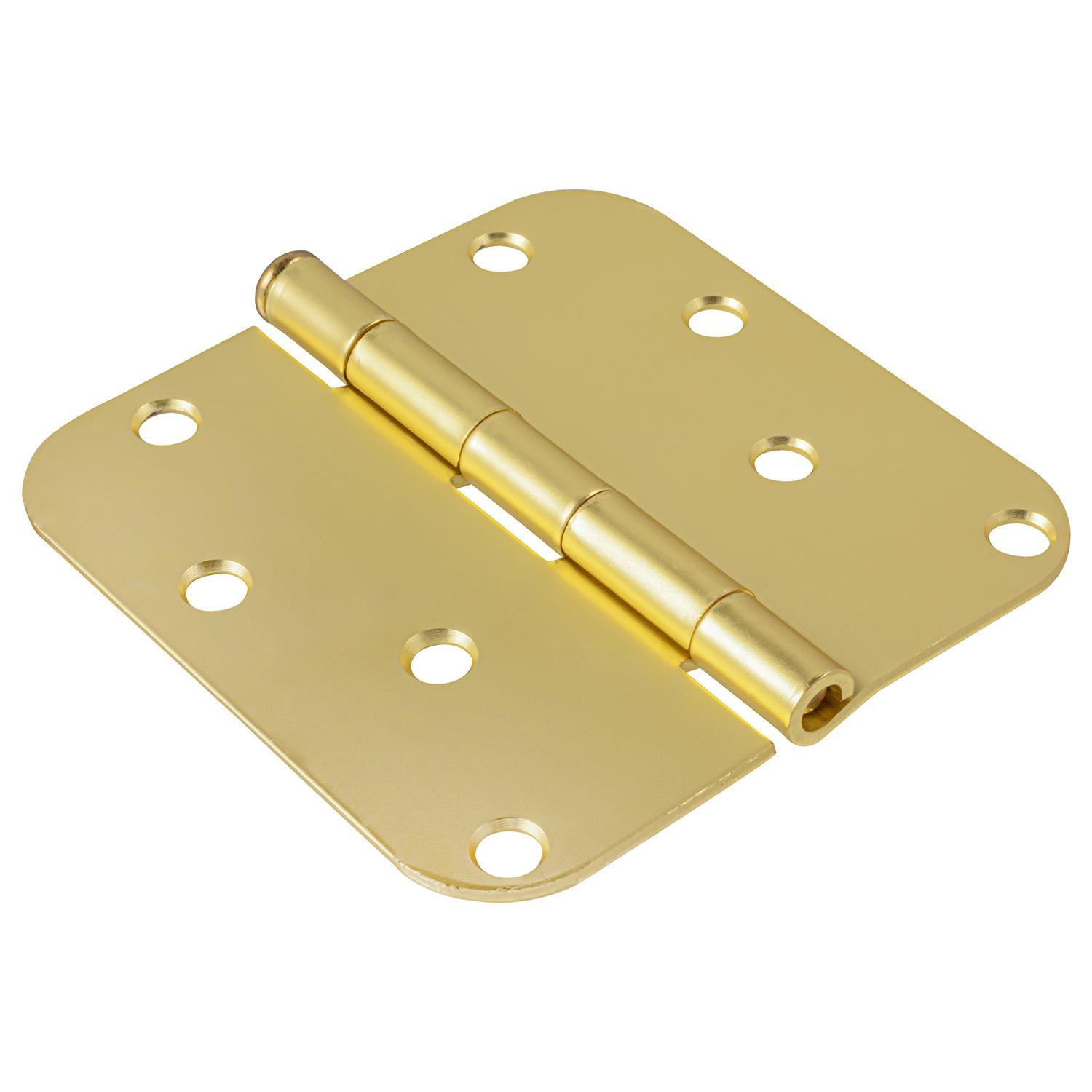 4" 5/8 Round Satin Brass Door Hinge