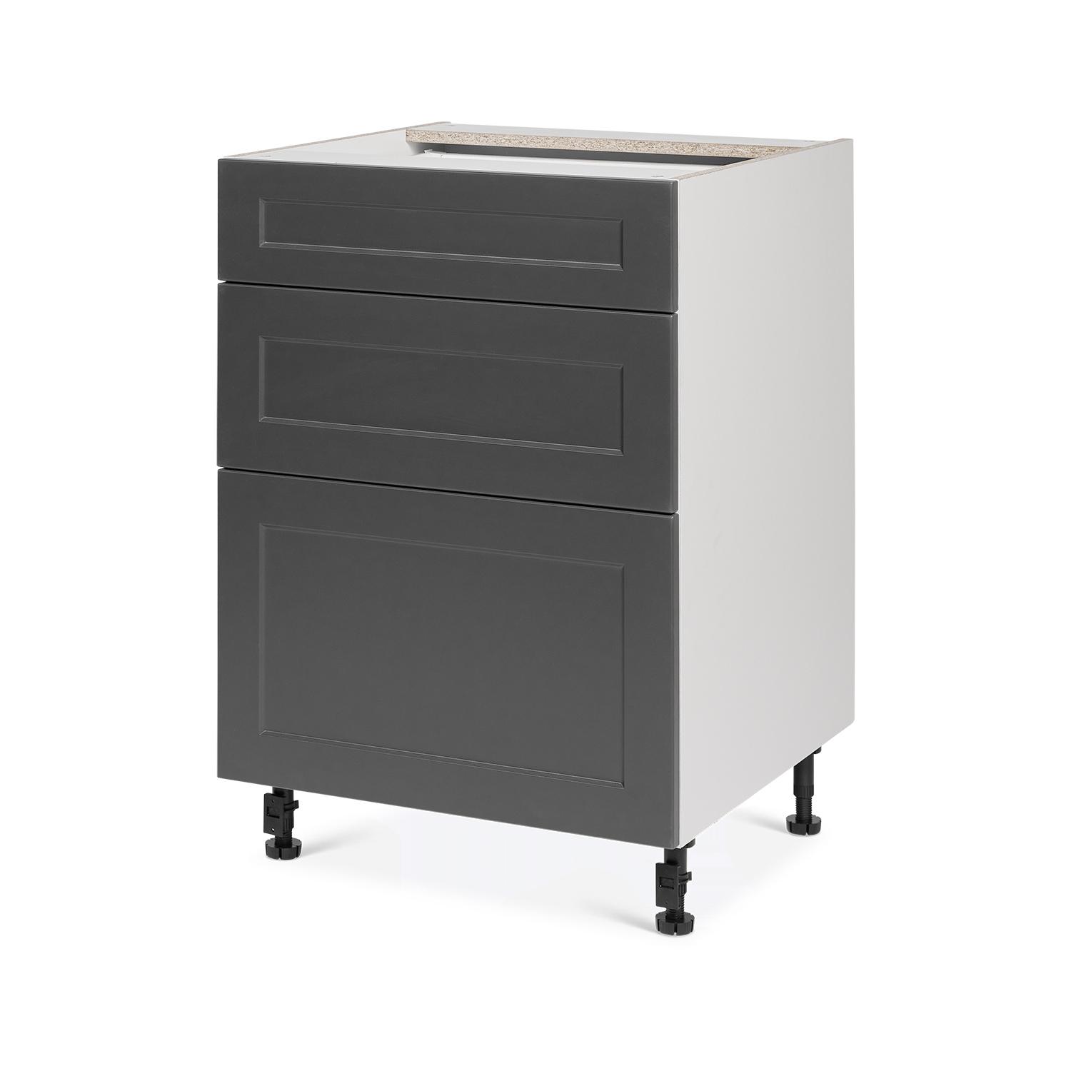 Base 3 Drawers Cabinet 24 6/9/15 Shaker Moonlight Grey