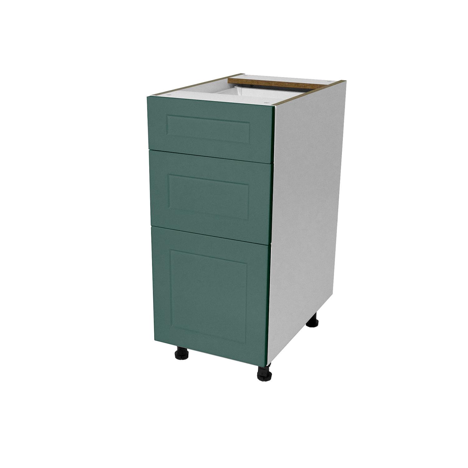 Base 3 Drawers Cabinet 15 6/9/15 Shaker Dark Green Luminia