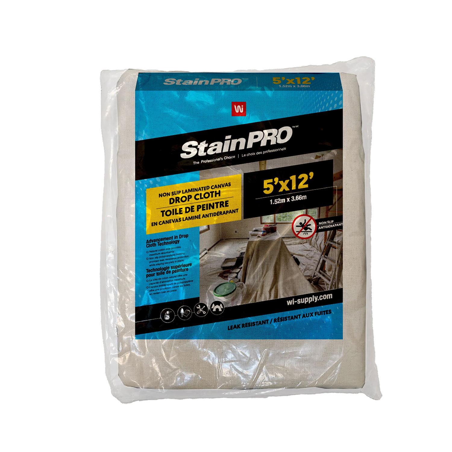 WipeCo Non-Slip Laminated Canvas Drop Cloth 5' x 12'