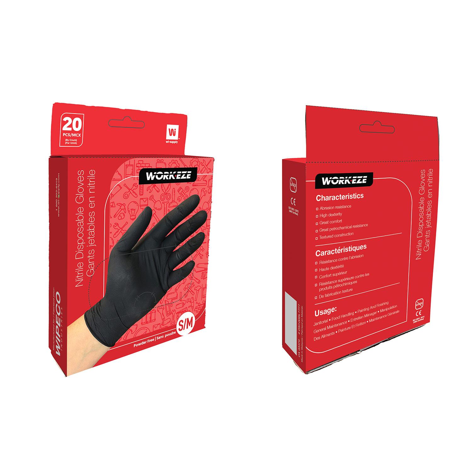 WipeCo 4mil Nitrile Glove Black 20 Count