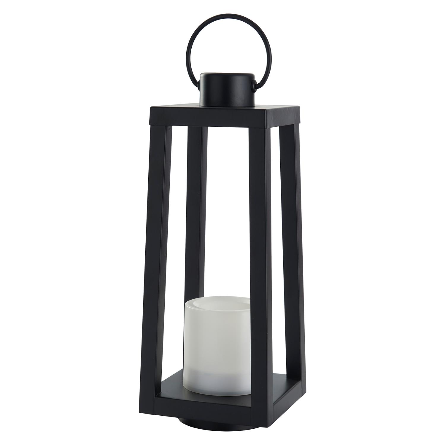 17" Black Metal Solar Lantern
