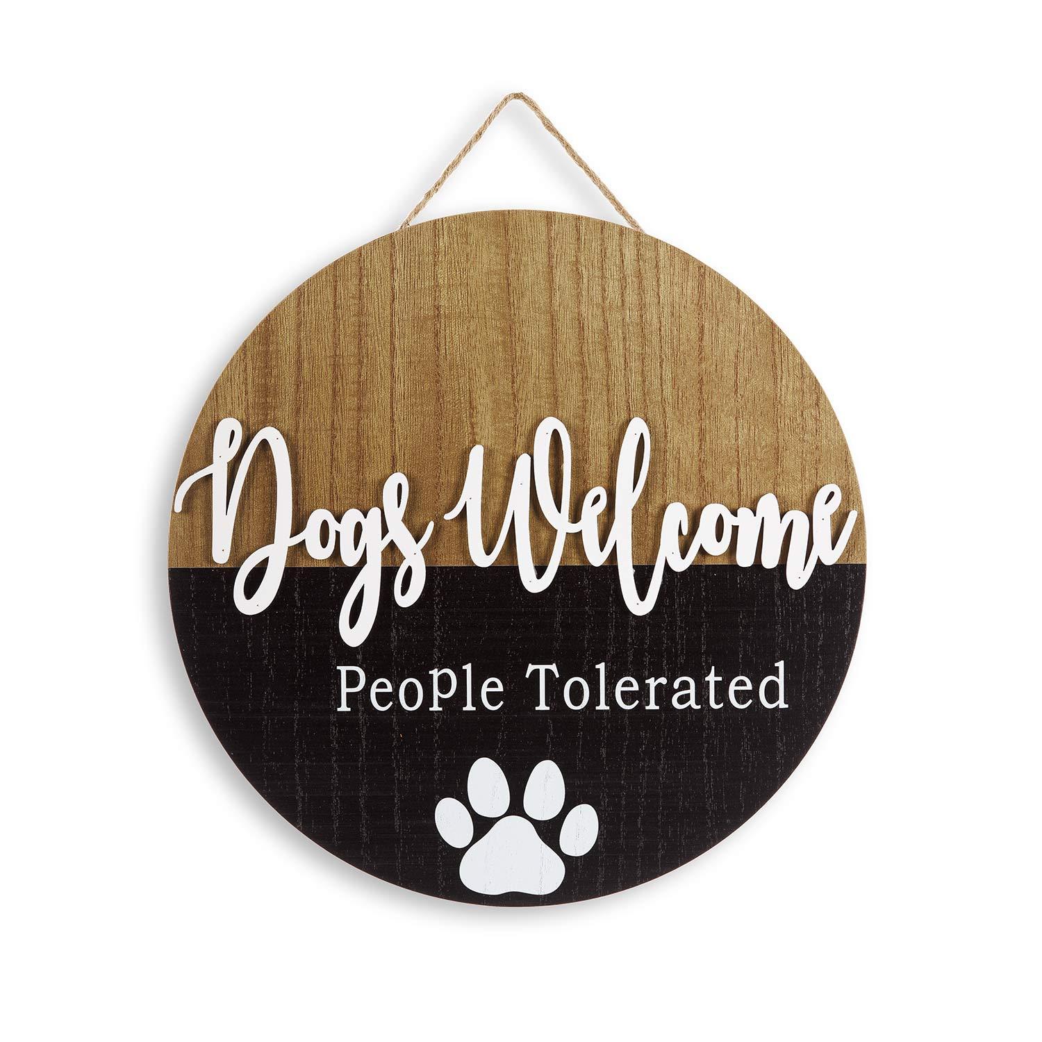 Panneau Rond de Porte d’Entrée Chiens Bienvenus