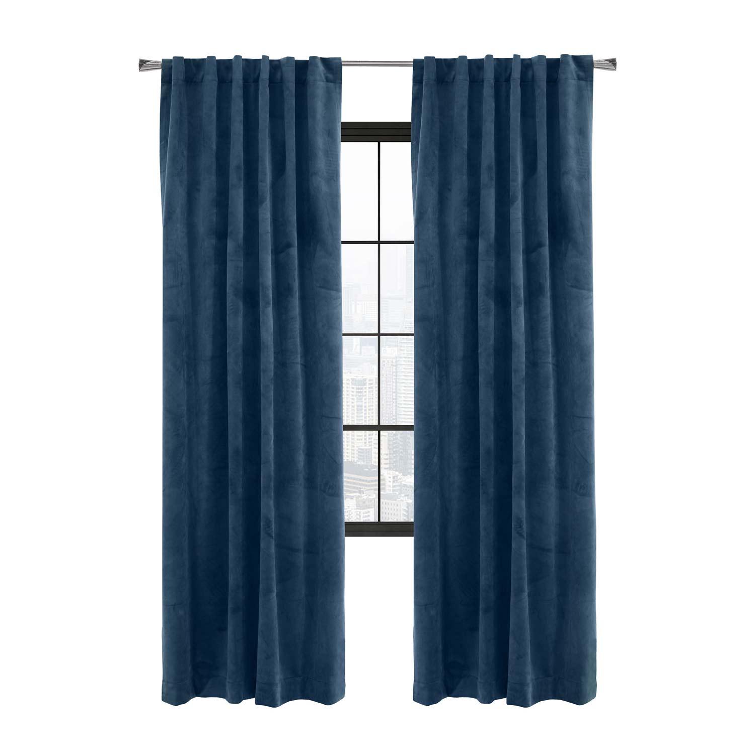 Seren Room Darkening Dual Header Panel 50x84 Dark Blue