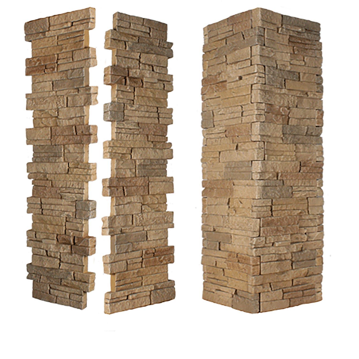 Stacked Stone Pillar Panel 11" ID x 48" - Light Brown Blend