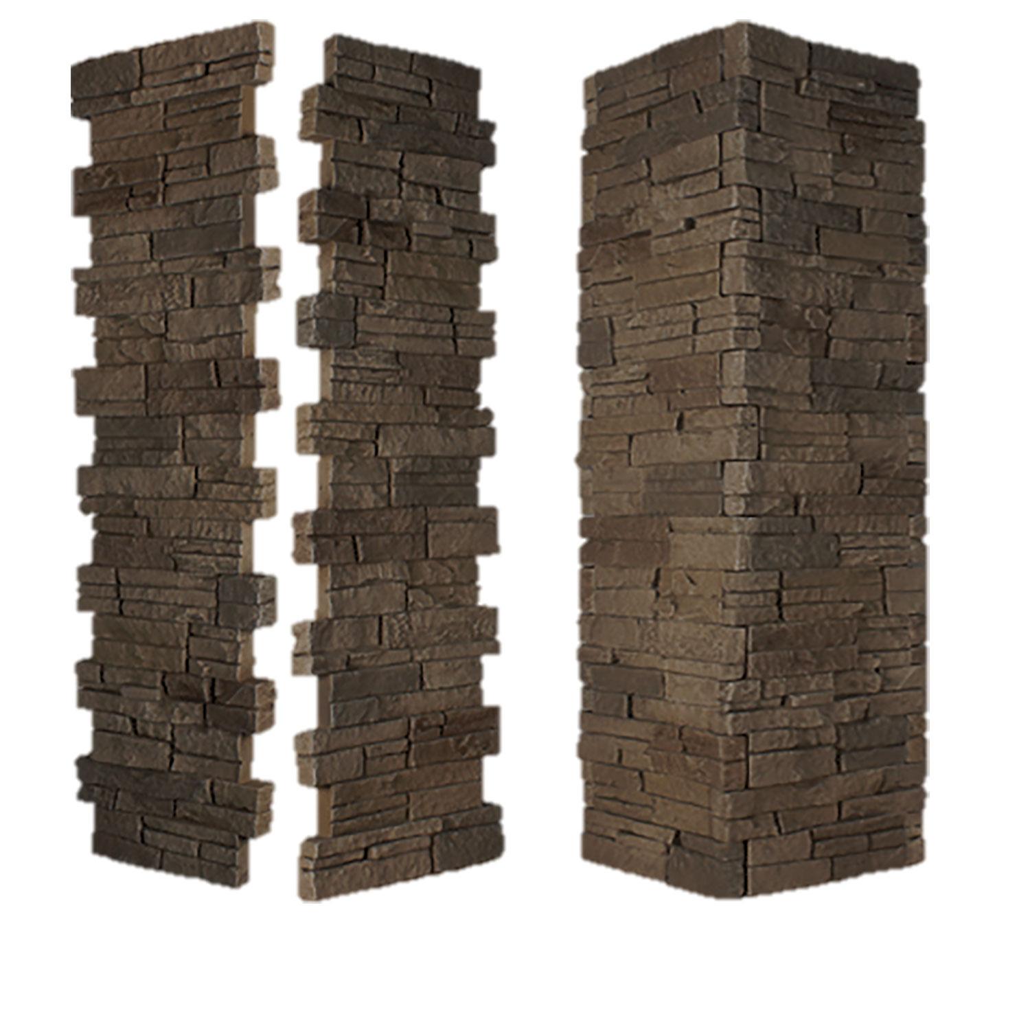 Stacked Stone Pillar Panel 11" ID x 48" - Midnight Shadow